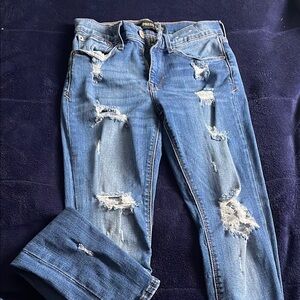 Distressed Blue Jeans